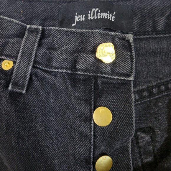 Jeu Illimite Classic High Waist Slim Button Up Jean, Vintage Black Grey - Picture 10 of 12